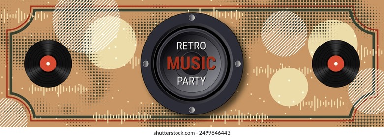 Night music party, dance club, music festival retro style banner vector design template