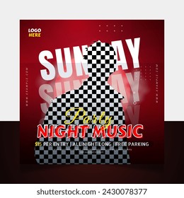 Night music party social media post banner template