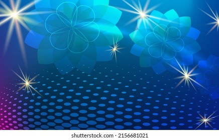 Night mysterious theme glowing background for poster, business card, flyer, gift card, page cover and brochure. Abstract shining design elements on dark for summer party in garden or club EPS10 vector