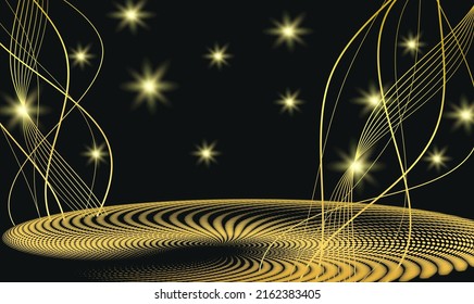 Night mysterious theme glowing background for poster, business card, flyer, gift card, page cover and brochure. Abstract shining design elements on dark for summer party in garden or club EPS10 vector