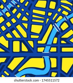 El mapa nocturno, neón, morado de la ciudad es un patrón de fondo sin fisuras para el diseño de una moderna ilustración vectorial de estilo.