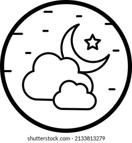 night with a new moon or chaand raat Concept, Crescent moon with clouds Vector Icon Design, Muslim festival Symbol, Lesser Eid and Islamic Holidays Sign, holy Ramazan stock illustration