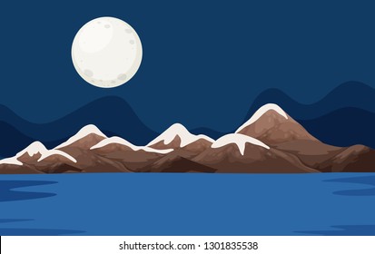 A night ocean scene illustration