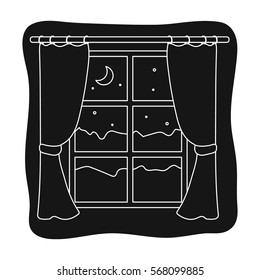 Night out the window icon in black style isolated on white background. Sleep and rest symbol stock vector illustration.