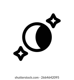 Night. Outlined stroke vector icon with black-filled details.