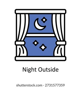 Night Outside Vetor preenchido Outline icons estilo Ilustração. Arquivo EPS 10