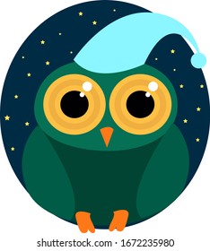 Coruja noturna, ilustração, vetor sobre fundo branco.