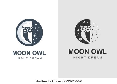 night Owl logo design with moon design concept and creative logo design