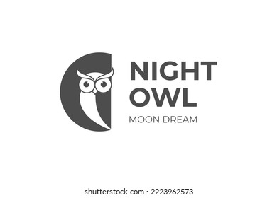 night Owl logo design with moon design concept and creative logo design