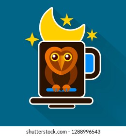 Night Owl And Moon Original Design . Vector Illustration