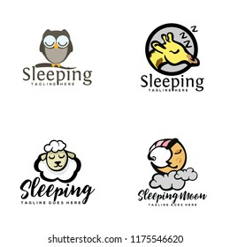 Night Owl sheep giraffe moon Sleep Icon Logo Design Element