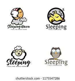 Night Owl sheep giraffe moon Sleep Icon Logo Design Element