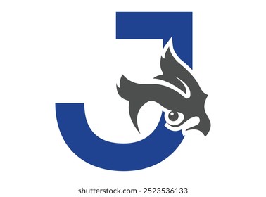 Night Owl Vector Icon with latter J