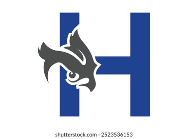 Night Owl Vector Icon with latter H