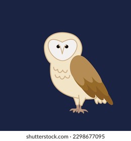 Night owl vector illustration. Cute owl in the night sky illustration.