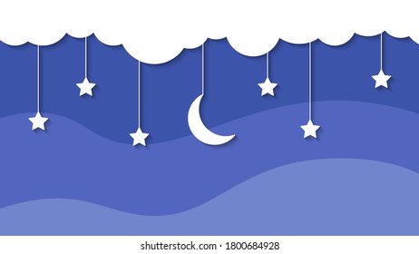 Night papercut abstract background vector illustration best for background, branding and wallpaper backdrop, flat lay