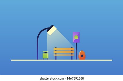 night park bench vector illustration 