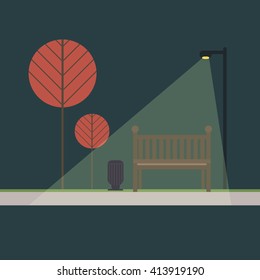 Night Park. Flat style vector illustration. Modern flat design concepts for web banners, web sites,  infographics.