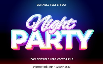 Night party 3d text effect and editable text, template 3d style use for business tittle