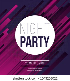 Night party abstract vector banner. Night club poster