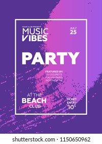 Night Party banner template for art event promotion. Brush fiber effect background. Ladies night, karaoke party, deep trance music. Summer party. 
