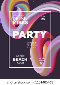 Night Party banner template for art event promotion. Astract flow fiber effect background. Ladies night, karaoke party, deep trance music. Abstract background. 