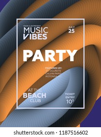 Night Party banner template for art event promotion. Glowing fiber effect background. Ladies night, karaoke party, deep trance music. 