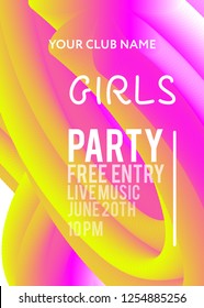 Night Party banner template for art event promotion. Glowing gradient effect background. Winter party, girls night, karaoke party, deep trance music. Christmas invitation. 