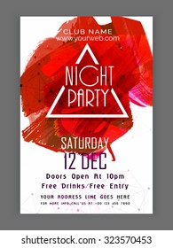Night Party celebration, one page Flyer, Banner or Template with date and time details.