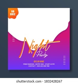 Night party club flyer and web banner template vector.