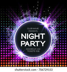 Night Party Dance Poster Background. Event celebration flyer. Futuristic technology style. Big data. abstract design with plexus. Disco Vector illustration. Used for banner, card, poster