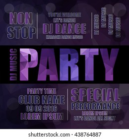 Night party. Disco Party. Party Poster. Background Party.
