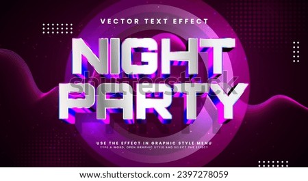 Night party editable text style effect. Vector text effect with a luxurious neon light theme, suitable for night event posters.