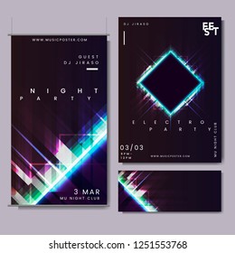 Night party event design set vector