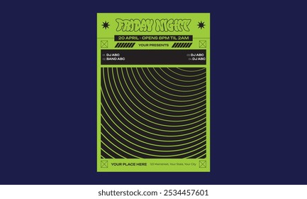 Night Party Flyer. Concept of Minimal Art Design for Event, Club Flyer, Invitation, Poster, Banner