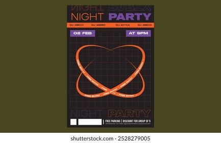 Night Party Flyer. Night dance party music night poster template.