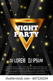 Night Party Flyer Template. Club Vector Poster. Vector Illustration