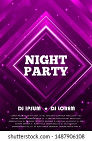 Night party flyer template design. Vector illustration