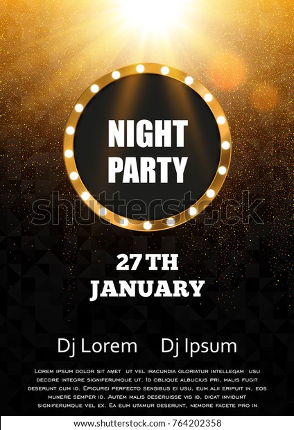 Night Party Flyer Template Design Gold Stock Vector Royalty Free