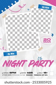 Panfleto de Festa Noturna. Ilustração vetorial