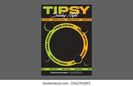  Night Party Flyer. Vector illustrations. Poster, label, cover.