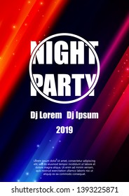 Night party flyer. Vector poster template design.