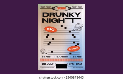 Night Party Flyer. Vector template design for flyer, presentation, brochure.