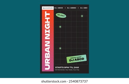Night Party Flyer. Vector template design for flyer, presentation, brochure.