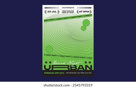 Night Party Flyer. Vector template design for flyer, presentation, brochure.