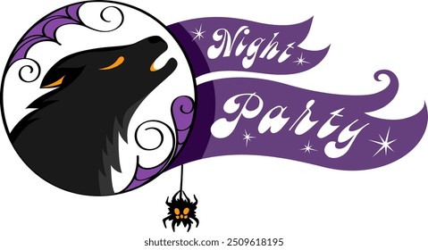 Night party. Halloween decoration element.