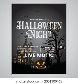 Night party halloween vector template