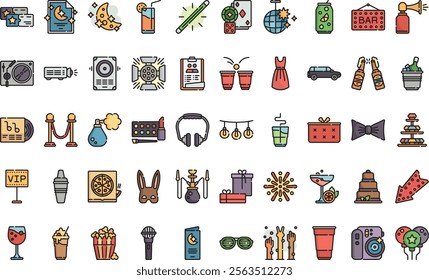 Night party icons High-Quality Vector Icons Collection with Editable Stroke. Ideal for Professional and Creative Projects.