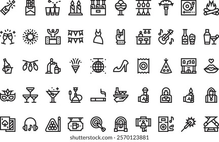 Night party icons  High-Quality Vector Icons Collection with Editable Stroke. Ideal for Professional and Creative Projects.