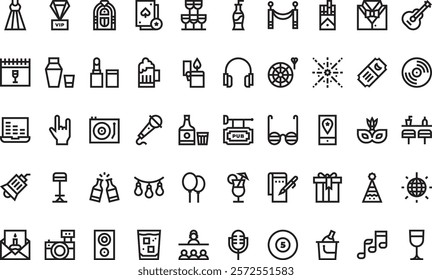 Night party icons High-Quality Vector Icons Collection with Editable Stroke. Ideal for Professional and Creative Projects.